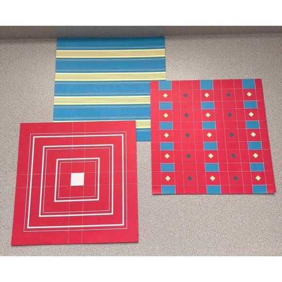 12 X 12 Scrapbooking Paper Lot of 14Pc Red Blue Geometric Stripe - Picture 1 of 1